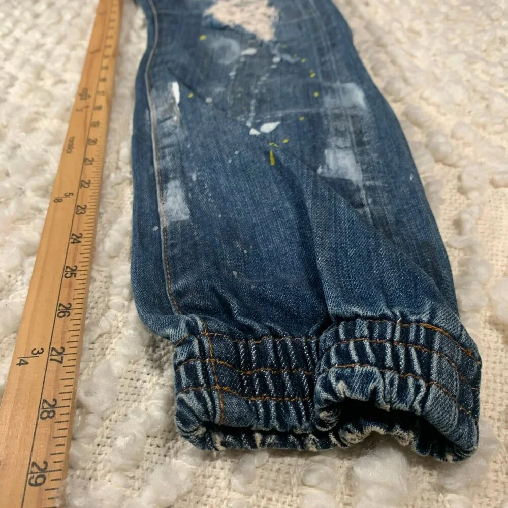 HARDLY EVER JEANS‎ JOGGERS SIZE 30 PAINT DISTRESSED STRAIGHT LEG